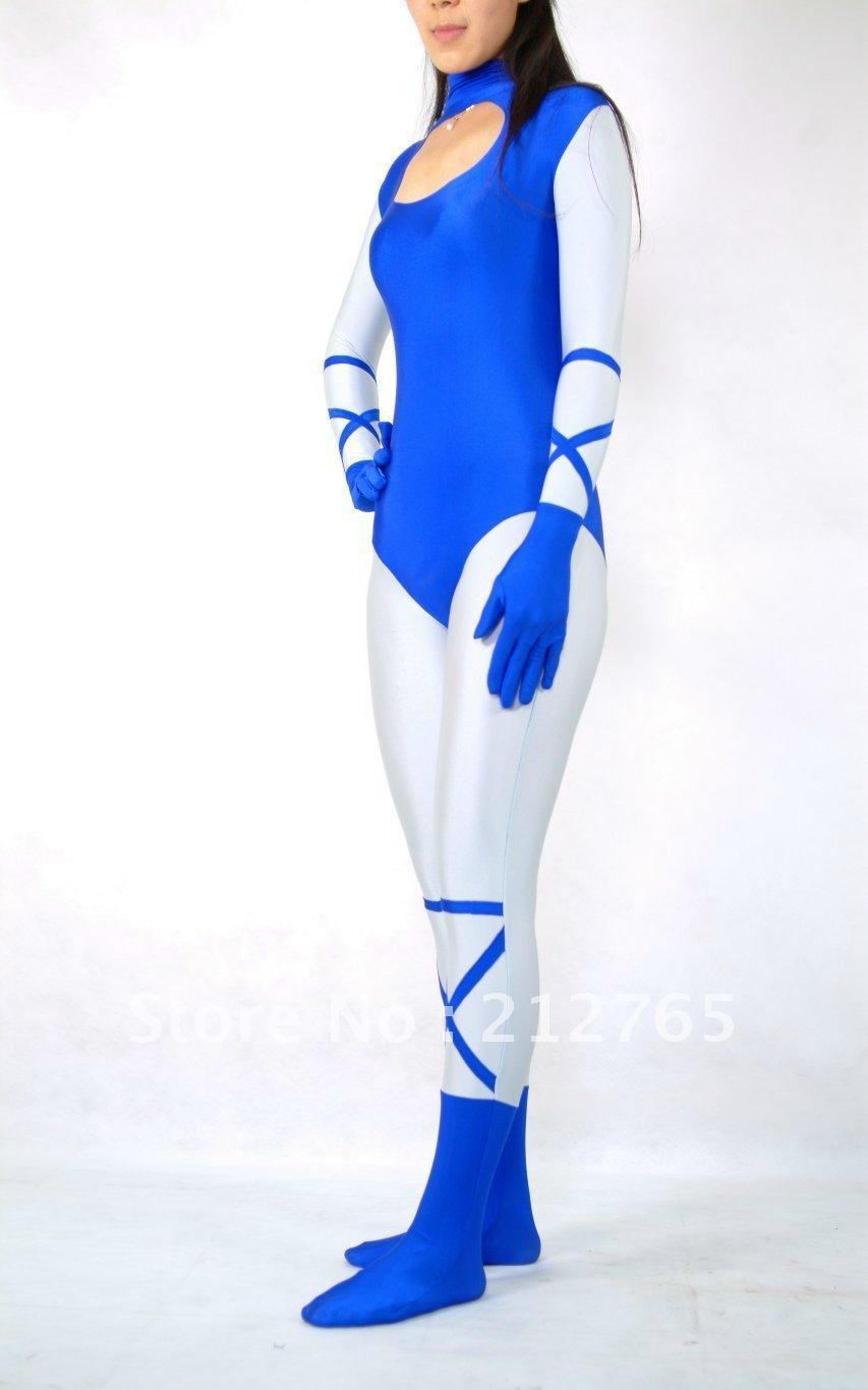 Blue And White Sexy Zentai Suits Color Tights PS044