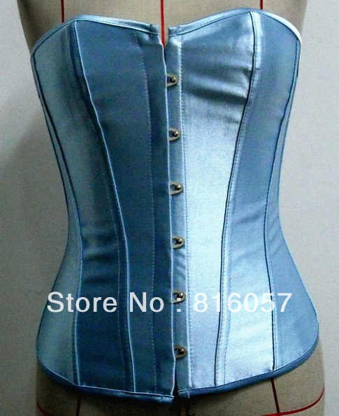 BLUE - Bustier , Strapless Satin Corset - Overbust Corsets in Many Colors