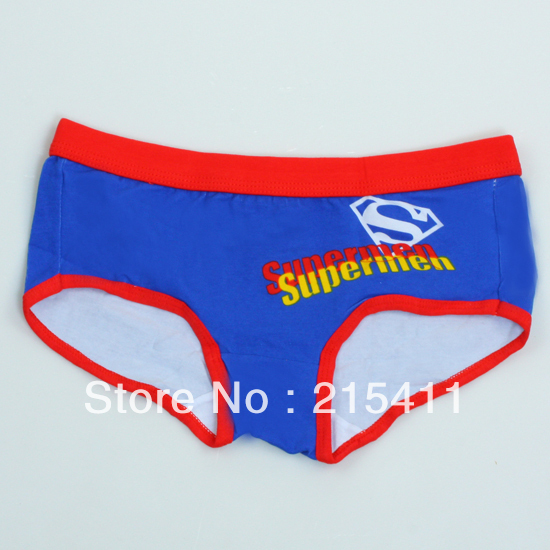 BLUE CARTOON SUPERMAN HERO SHORTS PANTIES PANT LINGERIE WOMEN COTTON UNDERWEAR