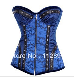 Blue corset busiter lace up spiral steel boned size S-2XL  M0232