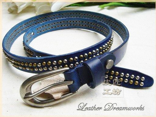 Blue genuine leather rivet women's strap genuine leather fashion female belt all-match