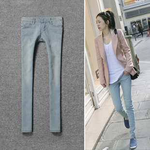 Blue skinny jeans slim tight jeans female skinny pants pencil pants