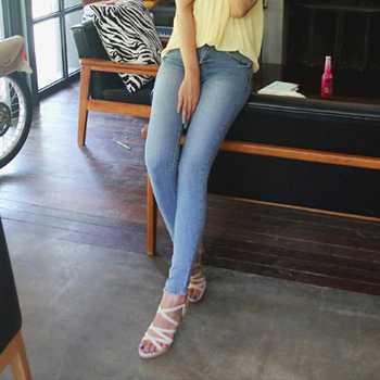 Blue strengthen wearing white sexy jeans female trousers pencil pants skinny jeans