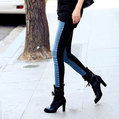 Blue tight jeans female pencil pants slim skinny jeans female