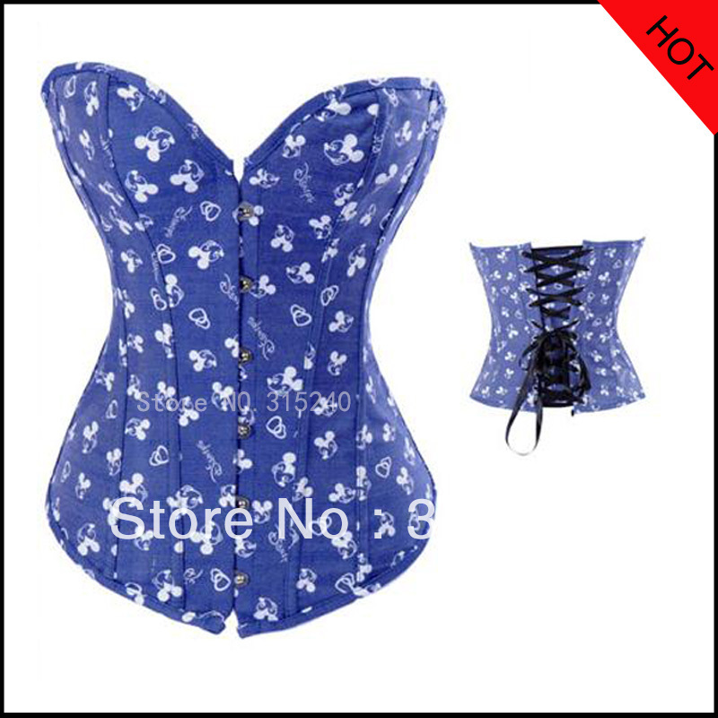 Blue women denim sexy corset