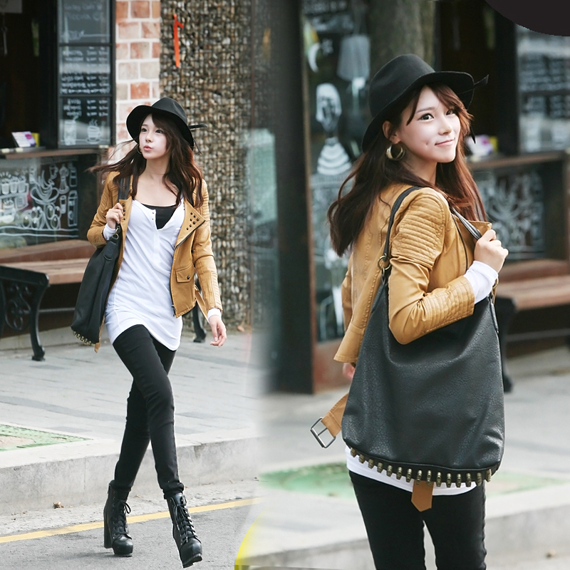 Blvz 2012 autumn PU outerwear jacket fashion motorcycle short design slim women's leather clothing a510