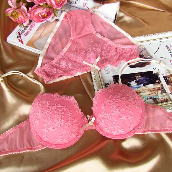 Boa sweet fresh handmade embroidery flower lace push up bra underwear bra set