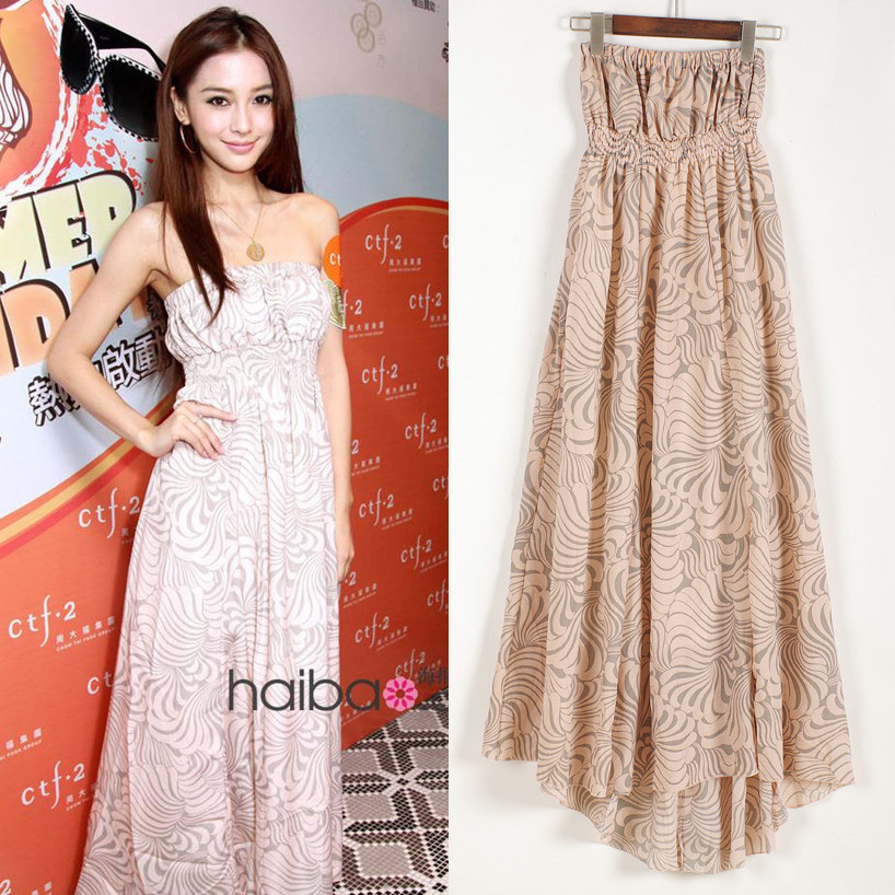 Bohemia chiffon skirt 2012 beach dress summer one-piece dress nude chiffon tube top full dress 5372