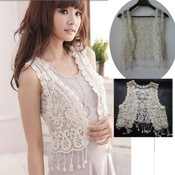 Bohemia tassel cutout lace cardigan cape small vest waistcoat short coat