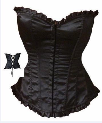 Boned  Corset with G-String Bustier Sexy Lingerie Lace Up Back Size S M L XL 2XL