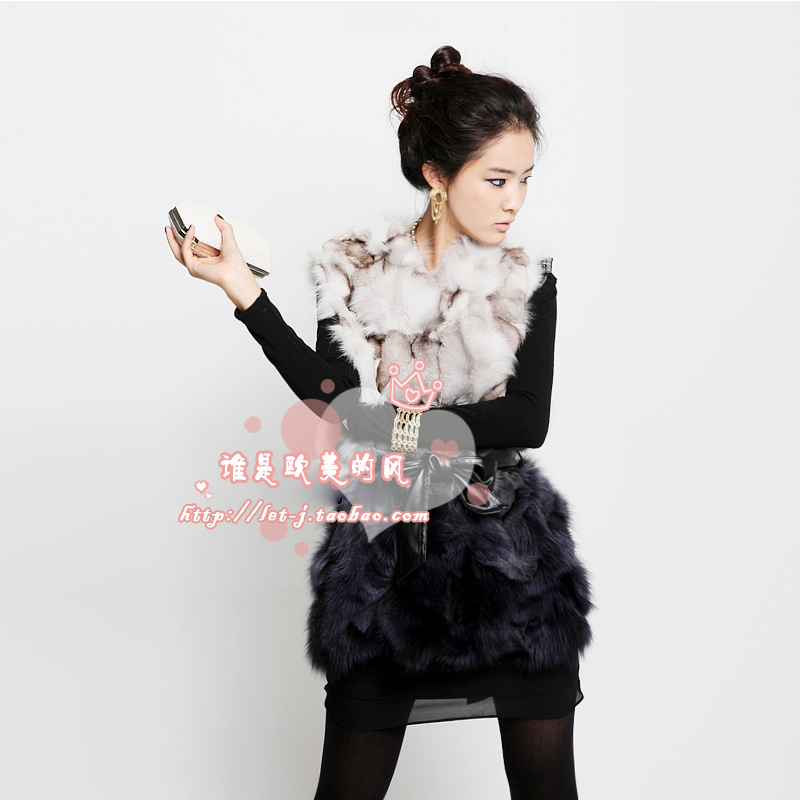 Book 2012 fashion normic quality fox fur long vest outerwear fur female