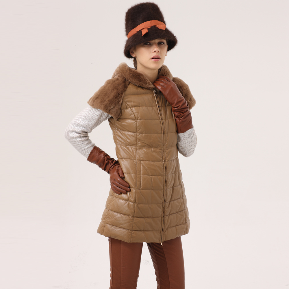 BOSIDENG 2011 down coat female rabbit fur brimmer genuine leather fashion br2380 Free shipping