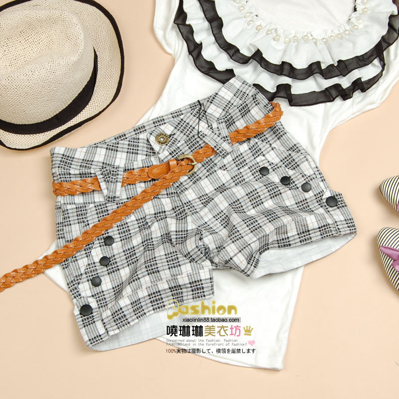 Bow plaid shorts 8906 ,Free shipping.