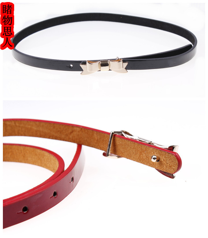 Bow women's belt decoration thin belt fashion all-match strap Women PU leather skirt belt