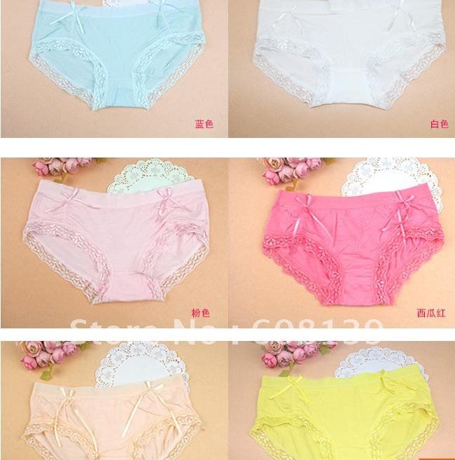 Bowknot lace underwear/briefs the middle bamboo fibre ladies underwear