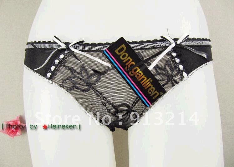 Bowknot nets yarn black G-string/sexy underwear/sexy pants women's underwear free shipping