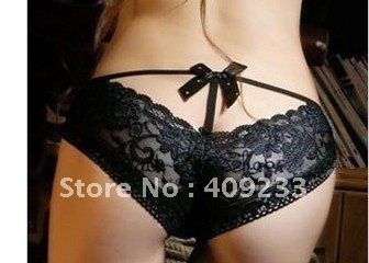 Bowknot type transparent bud silk underwear sexy carry buttock briefs