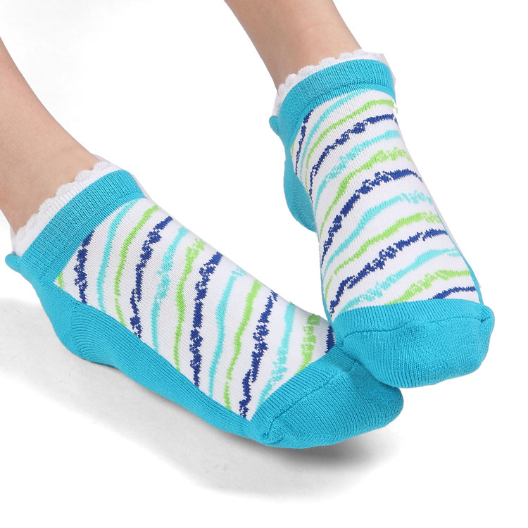 Boxed stripe ruffle autumn women's 100% cotton short socks dw221