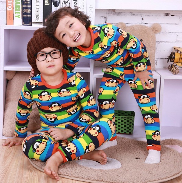 Boys clothing girls clothing fancy all-match thickening plus velvet thermal underwear set