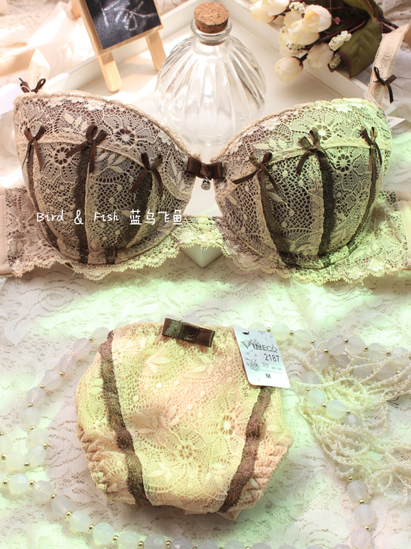 Bra underwear  embroidery bow bra set #9109