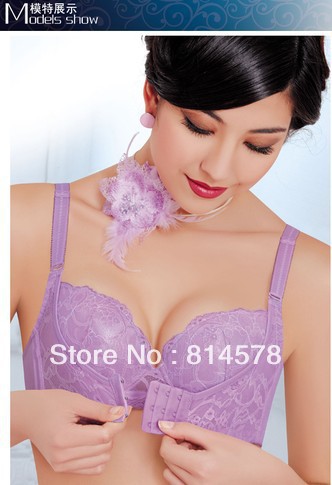 Bra Women Lace Brassiere black, blue and light purple color 5/8 cup, free shipping