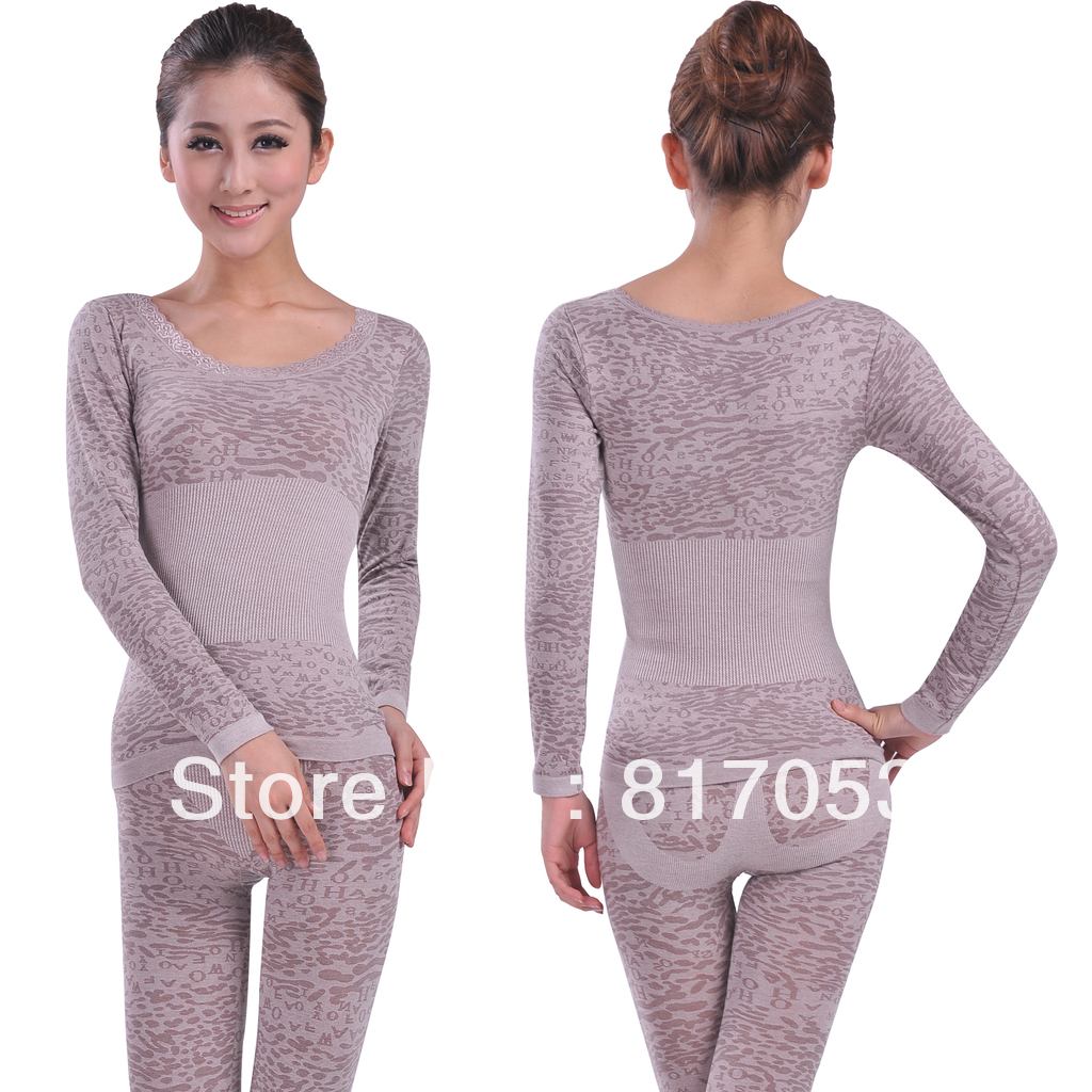 Brand 2013 women's thermal underwear wild leopard print seamless beauty care women's basic underwear set