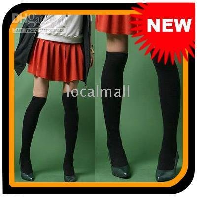 Brand New Black Thick Long Thigh High Socks Free Shipping 102538