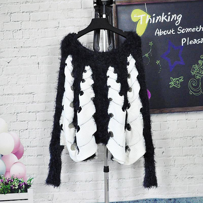 brand new New arrival autumn women's vivi9 cutout bling loose woolen sweater free shipping