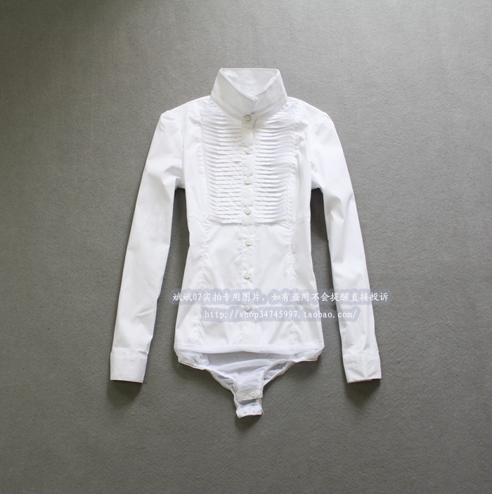 brand new Orgnan Women long-sleeve white shirt one piece shirt female long-sleeve