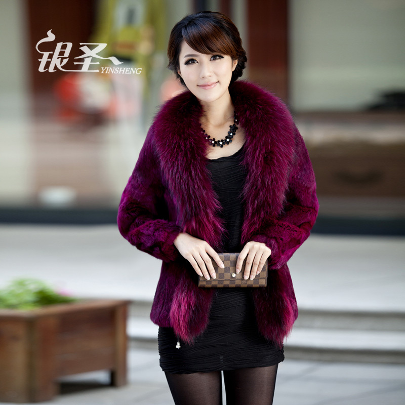 Brand new  raccoon fur rabbit fur outerwear female autumn and winter short design, fur lady coat Not shed hair