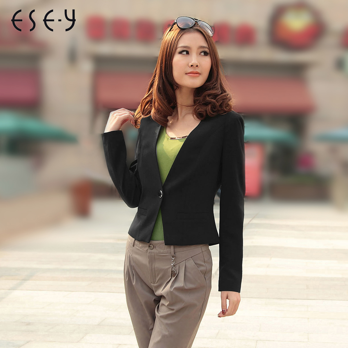 brand yi yang Women's collarless short jacket s2c500033 freeshipping