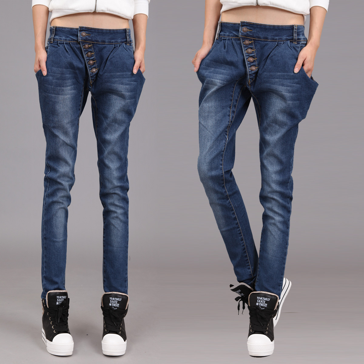 Breasted jeans women jeans casual denim trousers women's