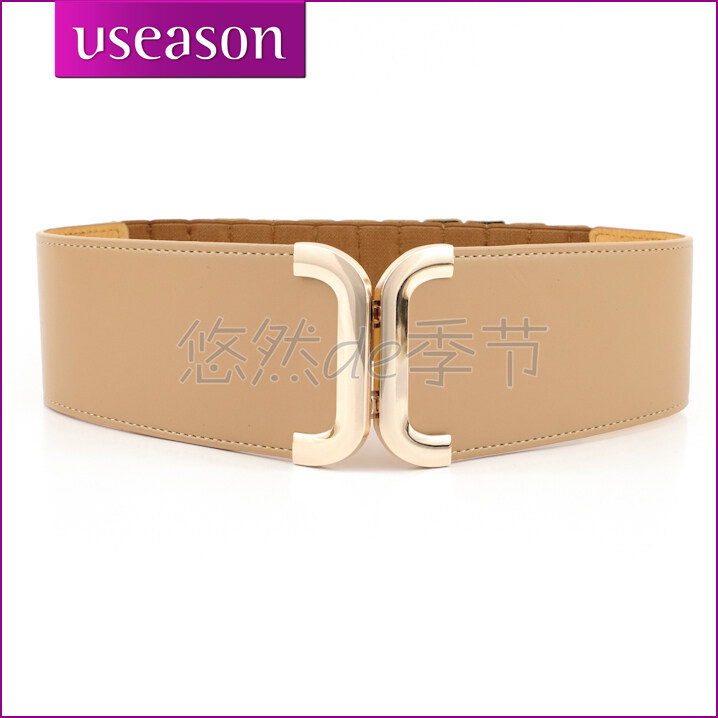 Brief elegant all-match fashion wide belt women's cummerbund genuine leather elastic strap (BL003)