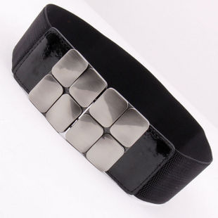 Brief quality square buckle japanned leather cummerbund women's elastic strap belt wide belt