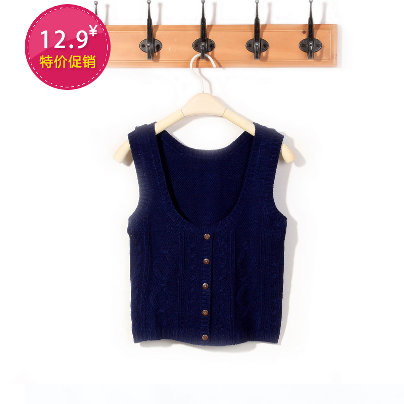 Brief sleeveless vest design knitting woven pattern short design sweater f425a