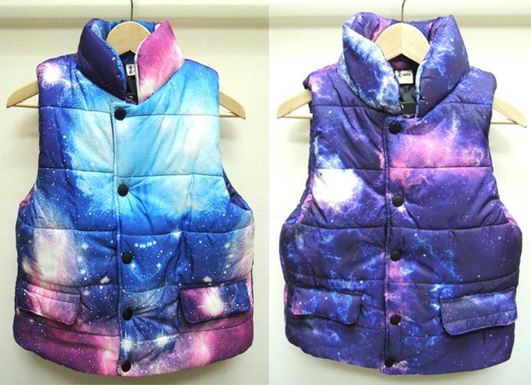 Bright fashion the galactic HARAJUKU thickening down hallucinogenic zipper vest