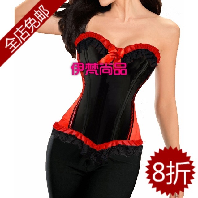 British royal black red fashion punk gothic shapewear bra vest