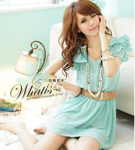 British style Beaded sleeve dress fashion chiffon dresses free shipping