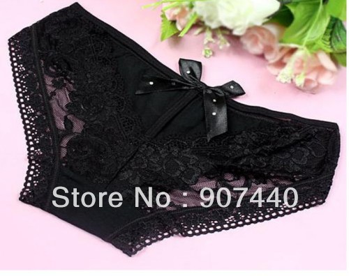 Bud silk panel diamond butterfly type deep V sexy underwear hollow out