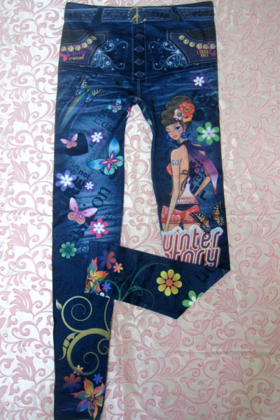 butterfly beauty denim socks slim stovepipe pantyhose 7700