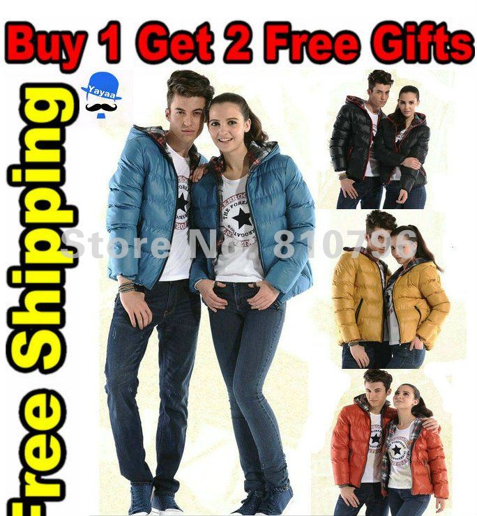 Buy 1 Get 2 Free Gifts, New Lovers Women's Men's Clothing Winter Warm Thermal Coats Down Jacket  Parkas Outwear Free Shipping