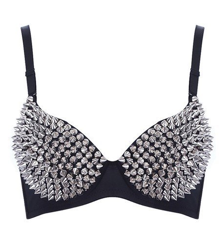 By DHL Wholesale 20pcs/lot  Women Sexy Disco All-over Spike Stud Rivet Bra Metallic Punk Dance Bra Freeshipping