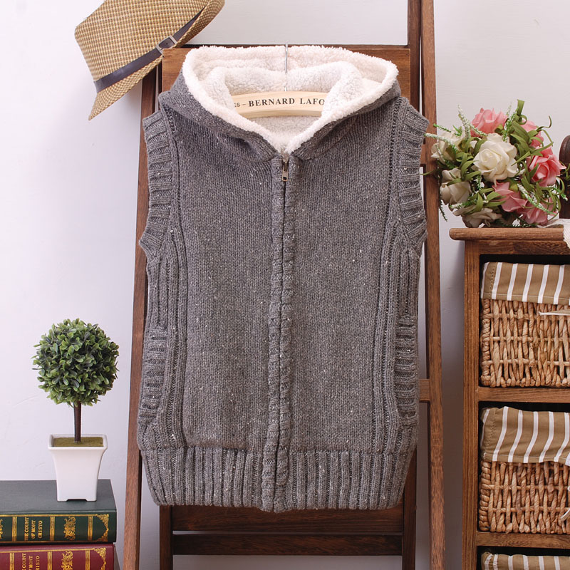 By46 2013 spring women's berber fleece hooded yarn vest - 0.66