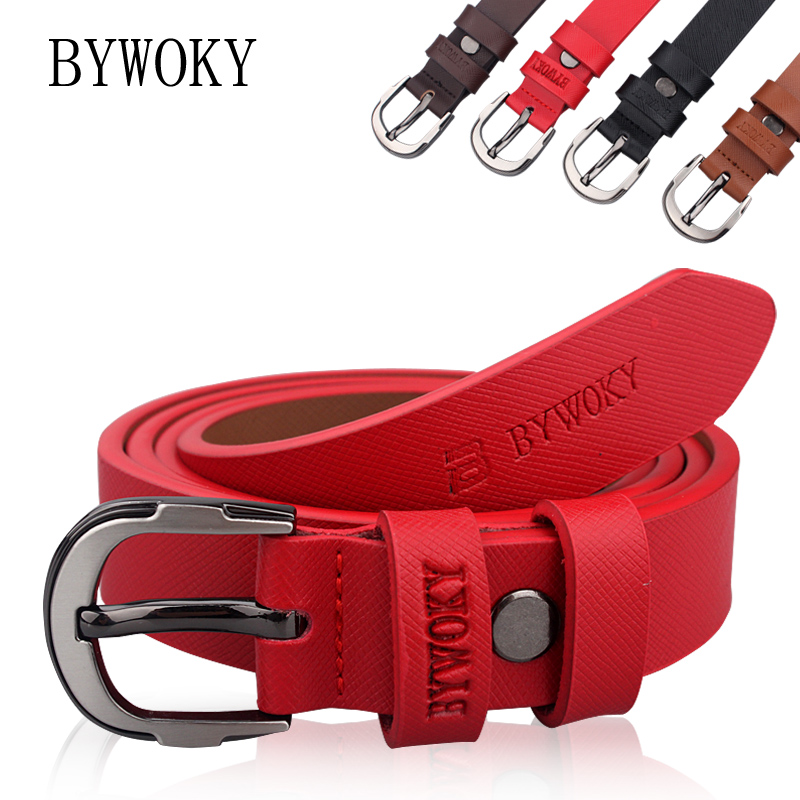 Bywoky women's genuine leather strap pin buckle cowhide strap fashion all-match cowhide strap female belt