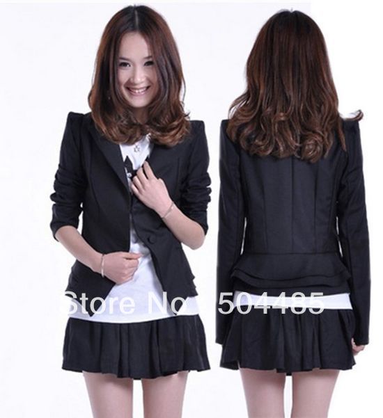 [C-447] 2013 new women fashion high quality black color casual one button blazer slim lady's suits jackets