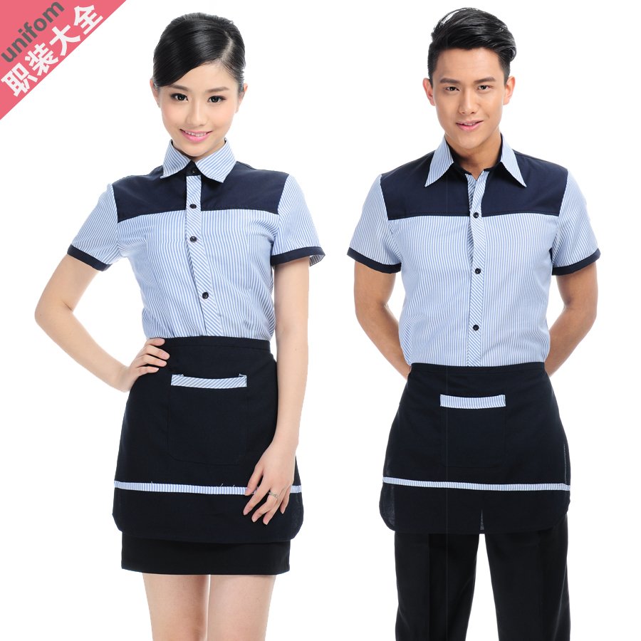 C163 work wear summer female uniform short-sleeve waiter clothes