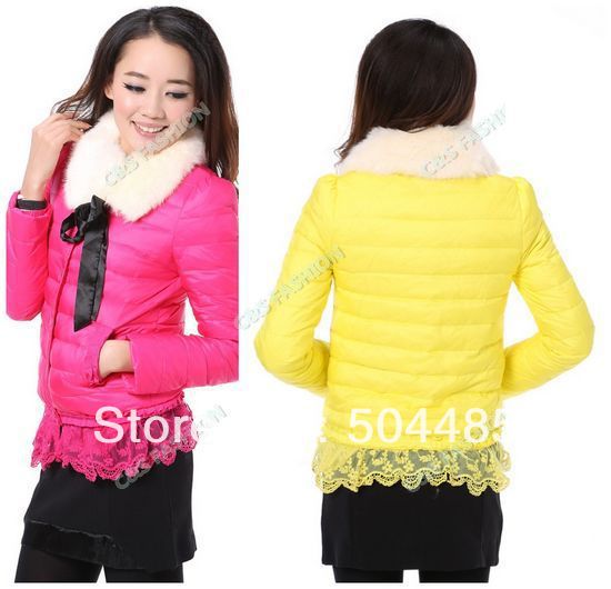 [C187] Best Selling!!2013 leather women Down coat wadded jacket women's short design slim fur collar winter outerwear