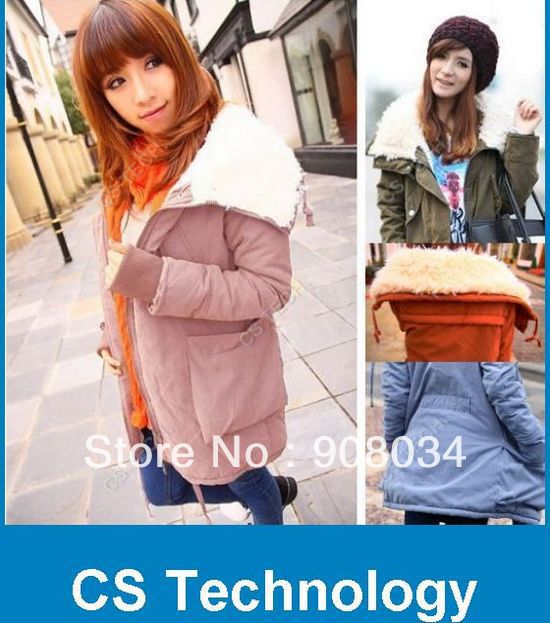 [C196] 2013 Women's Fashion Big Lapel Winter Warmer Lambs Coat Wool Jacket Outwear free shipping