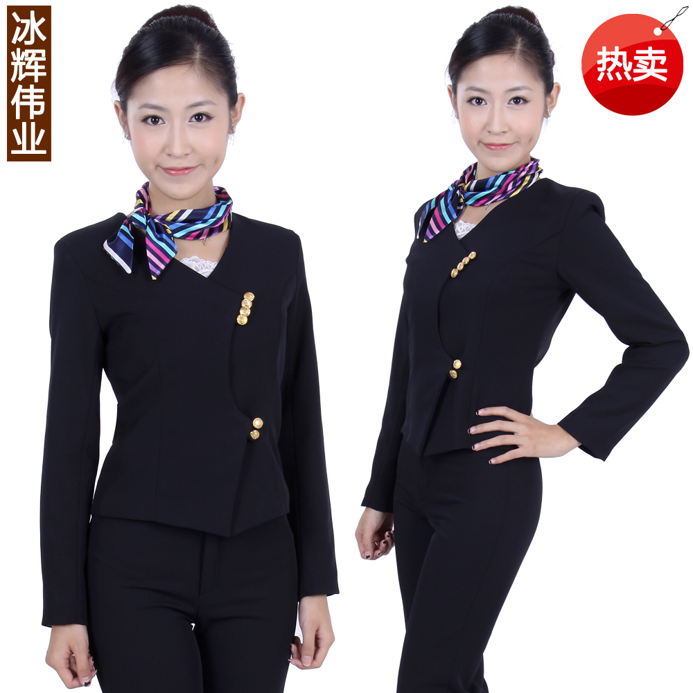 C35 work wear autumn and winter uniform professional set female long-sleeve suit pants set