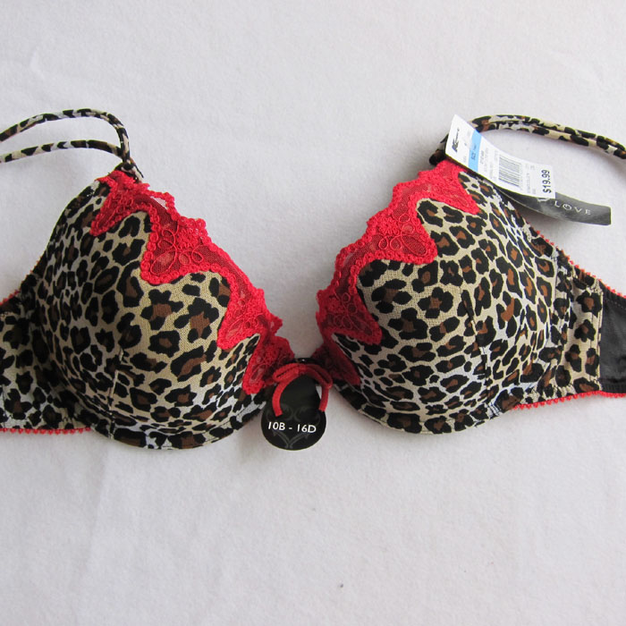 C4 fashion leopard print gauze thin cup bra 70b